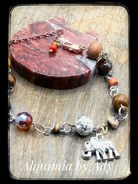 Fall Essentials + Brown and Gold Beaded Elephant Bracelet
